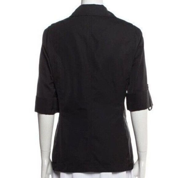 Lafayette 148 Jacket Blazer Roll Tab Sleeve Button Front Black 2 - Picture 2 of 4